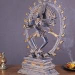 Vintage Brass Nataraja Sculpture | 20" x 17" x 6" | 12 kg | Blue Patina Finish | Dancing Shiva Cosmic Dance | Sacred Hindu Art | Jaipurio